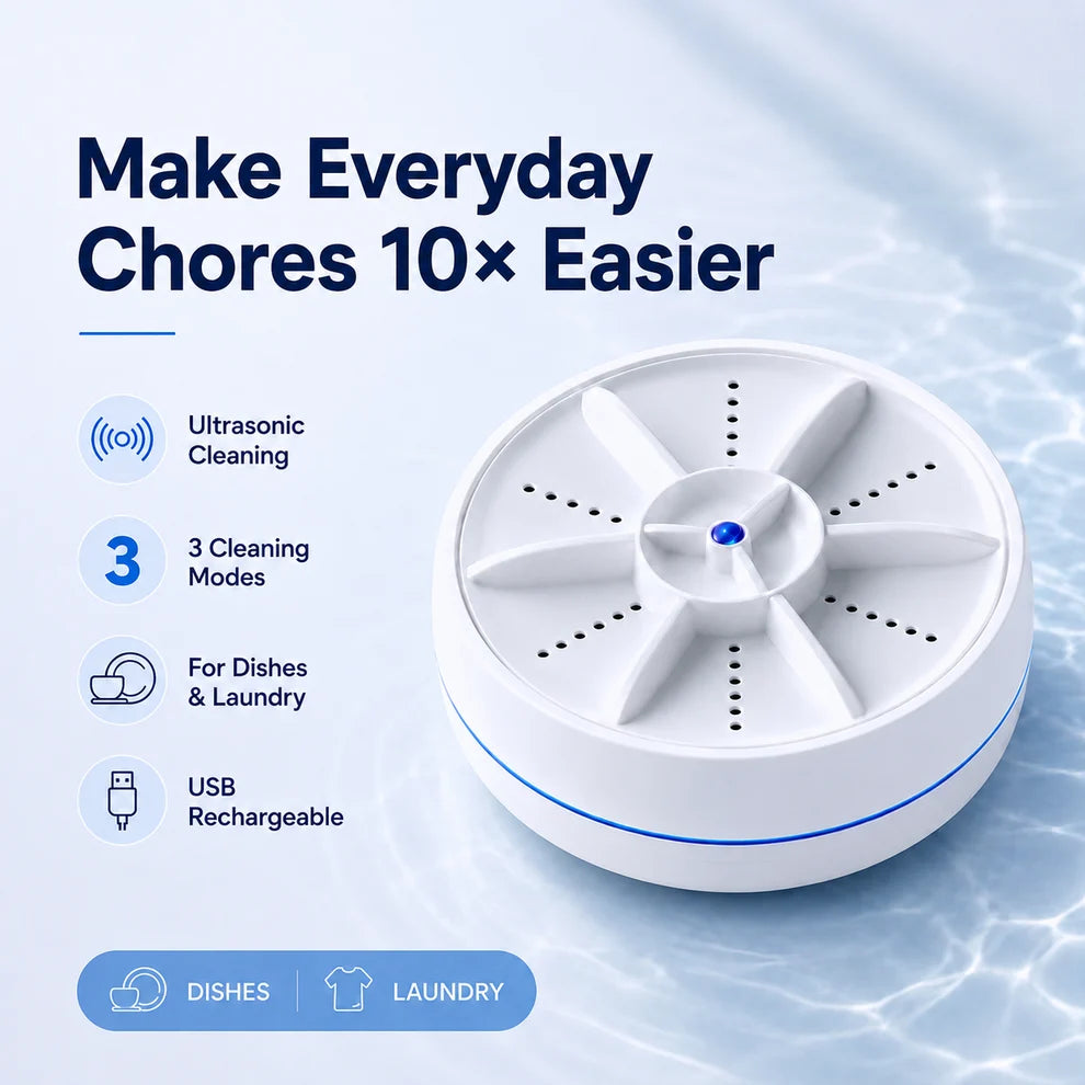 HydroSpin™ Portable Mini Washing Machine — Ultrasonic Travel Washer